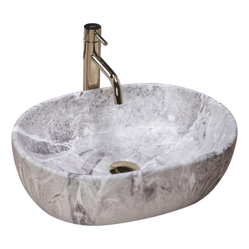 REA-U9888  - Lavabo sobre encimera LARA 35x48,5 cm, cerámica/imitación de piedra
