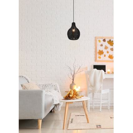 Reality - Lámpara colgante con cable SPROUT 1xE14/40W/230V negro/ratán