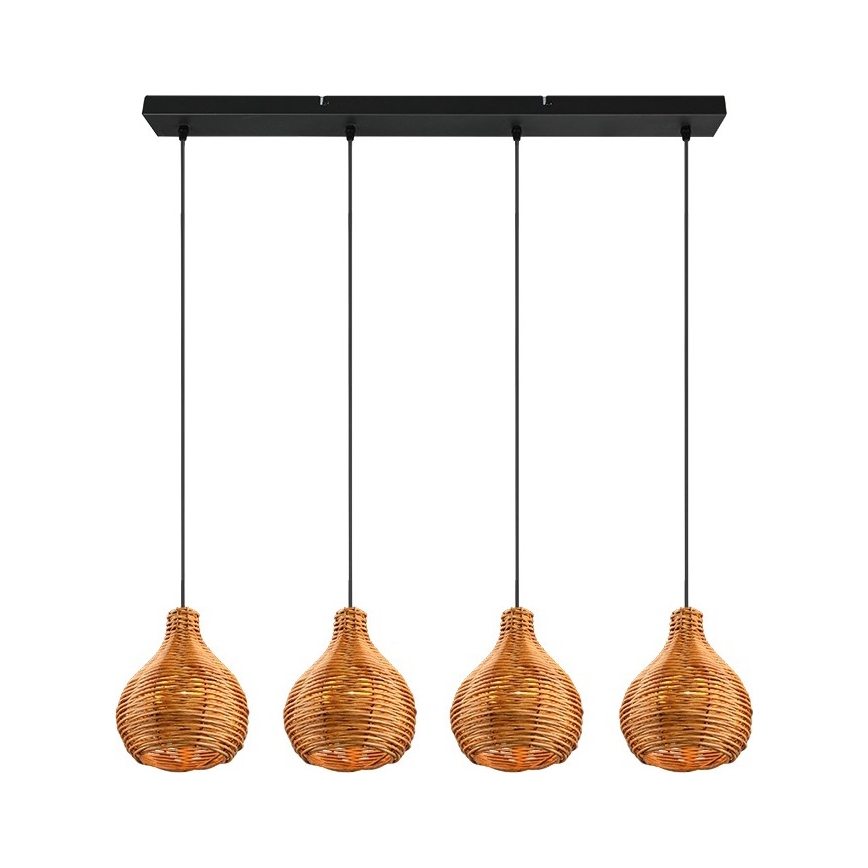 Reality - Lámpara colgante con cable SPROUT 3xE14/40W/230V marrón/ratán