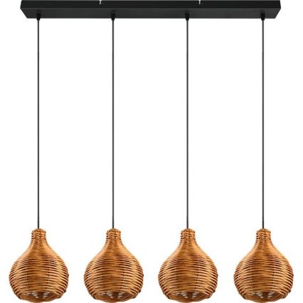 Reality - Lámpara colgante con cable SPROUT 3xE14/40W/230V marrón/ratán