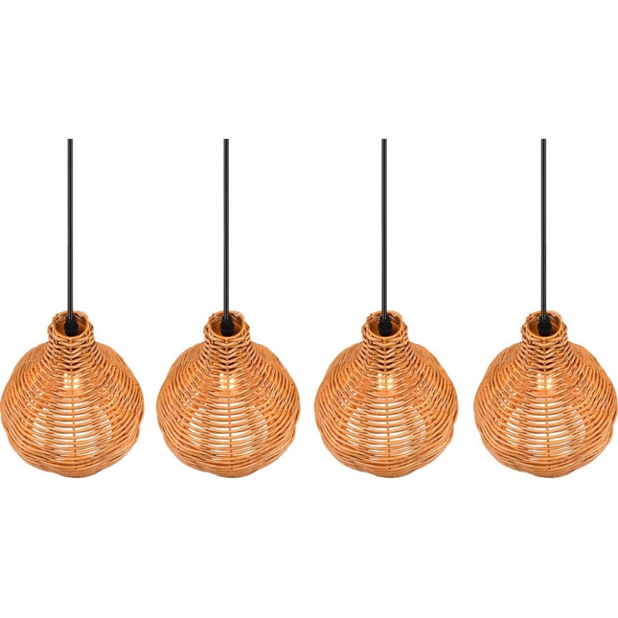 Reality - Lámpara colgante con cable SPROUT 3xE14/40W/230V marrón/ratán