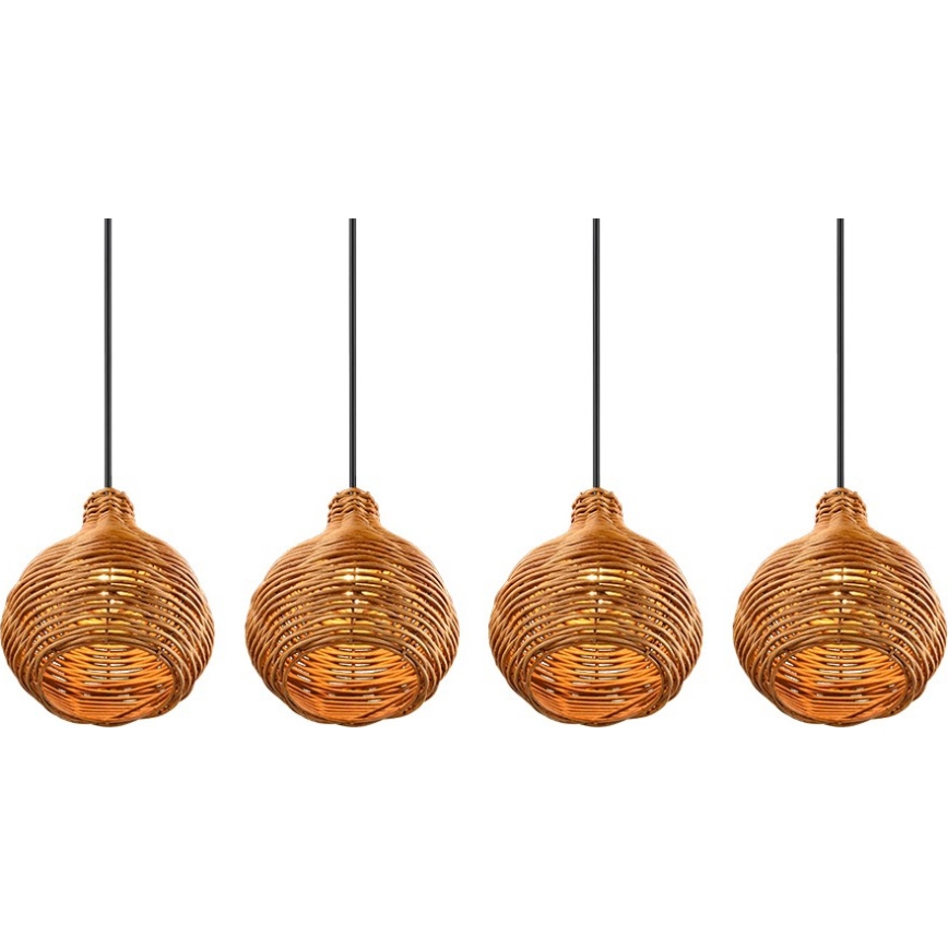 Reality - Lámpara colgante con cable SPROUT 3xE14/40W/230V marrón/ratán