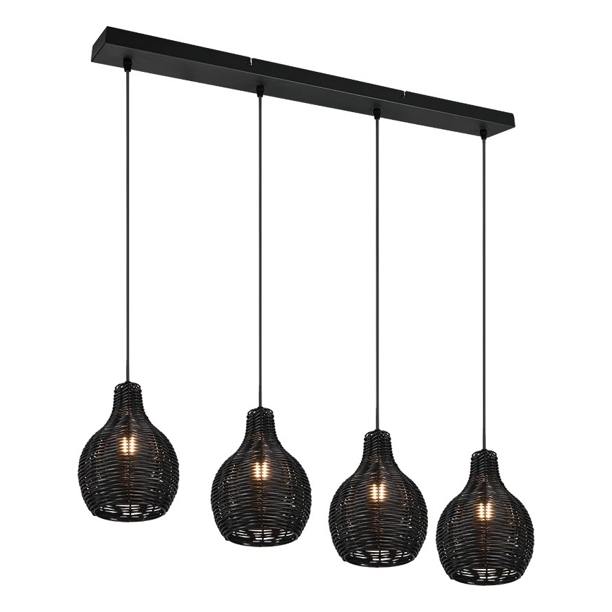 Reality - Lámpara colgante con cable SPROUT 4xE14/30W/230V negro/ratán