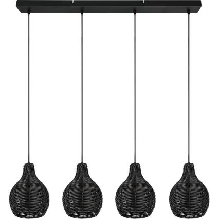 Reality - Lámpara colgante con cable SPROUT 4xE14/30W/230V negro/ratán