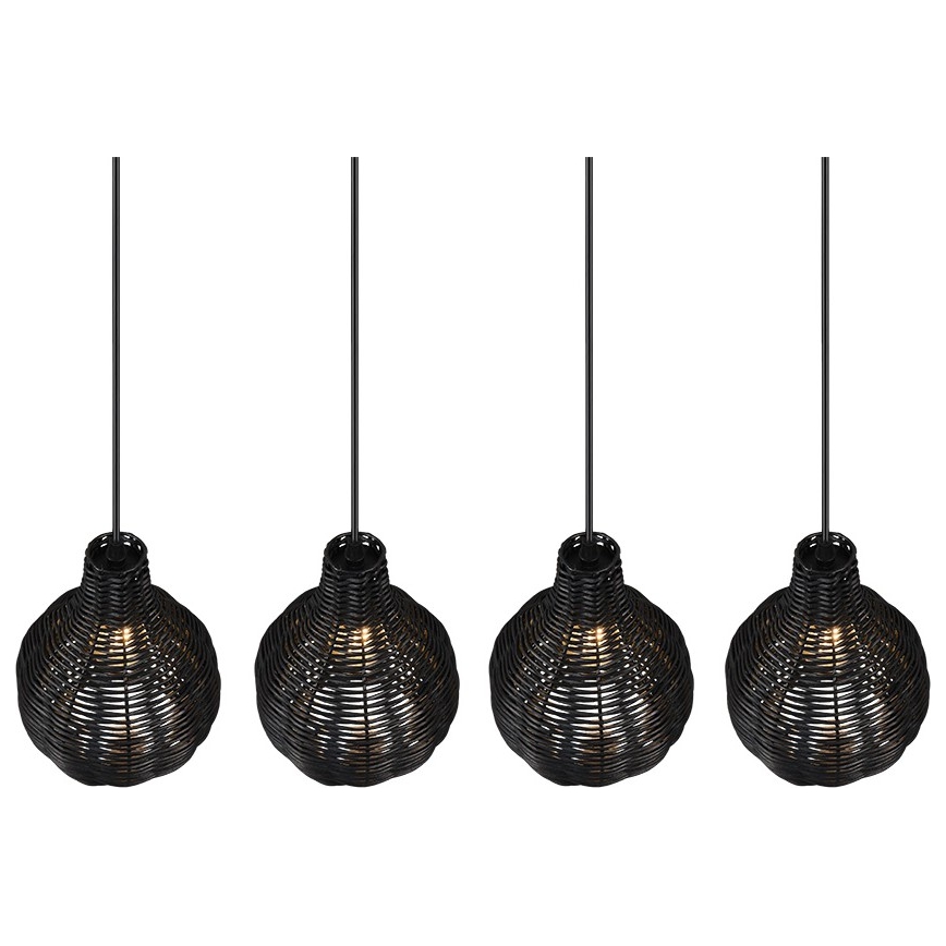 Reality - Lámpara colgante con cable SPROUT 4xE14/30W/230V negro/ratán