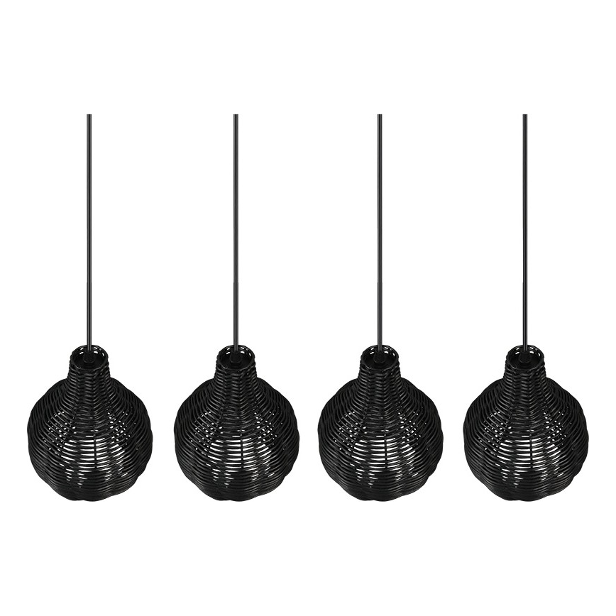 Reality - Lámpara colgante con cable SPROUT 4xE14/30W/230V negro/ratán