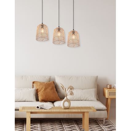 Reality - Lámpara colgante LOVIS con cable 3xE27/40W/230V, negra