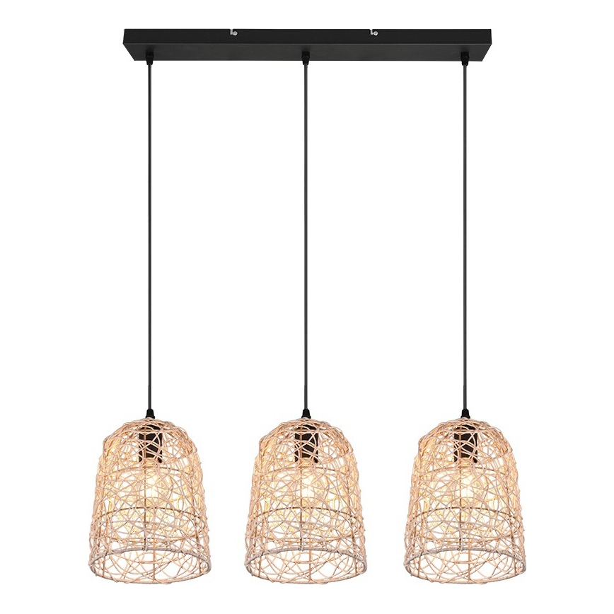 Reality - Lámpara colgante LOVIS con cable 3xE27/40W/230V, negra