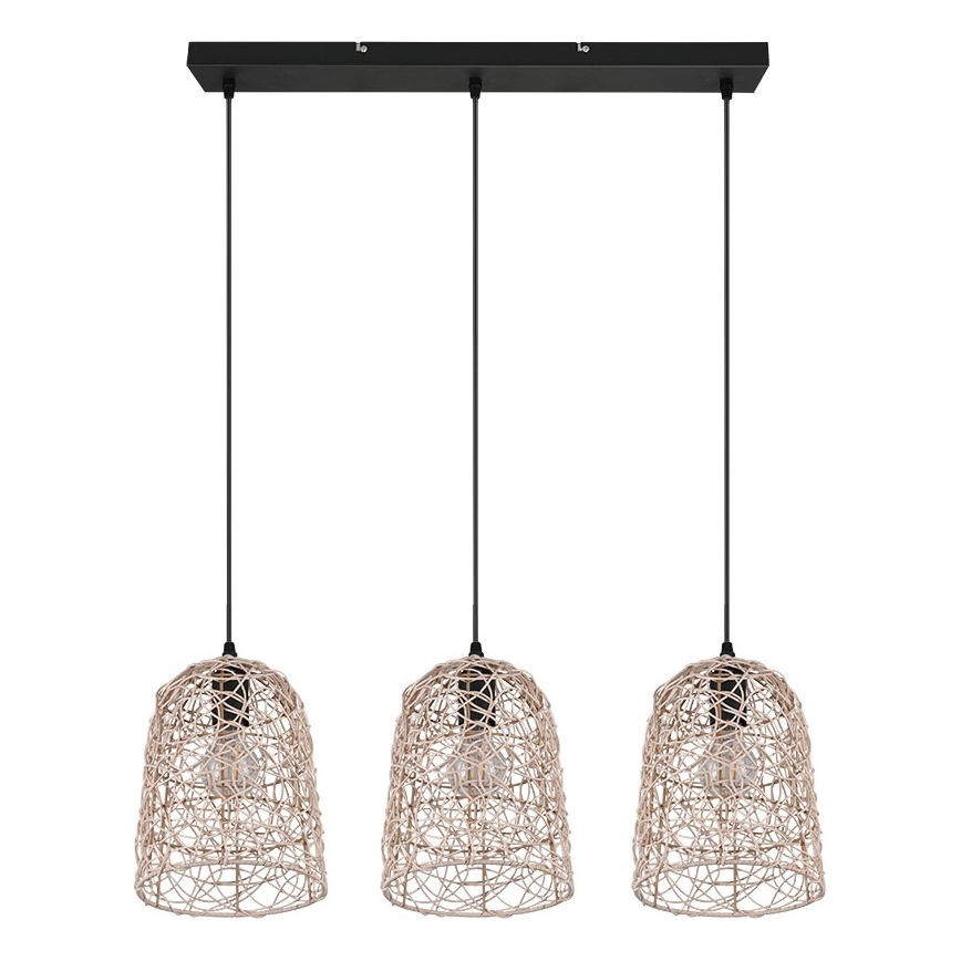 Reality - Lámpara colgante LOVIS con cable 3xE27/40W/230V, negra