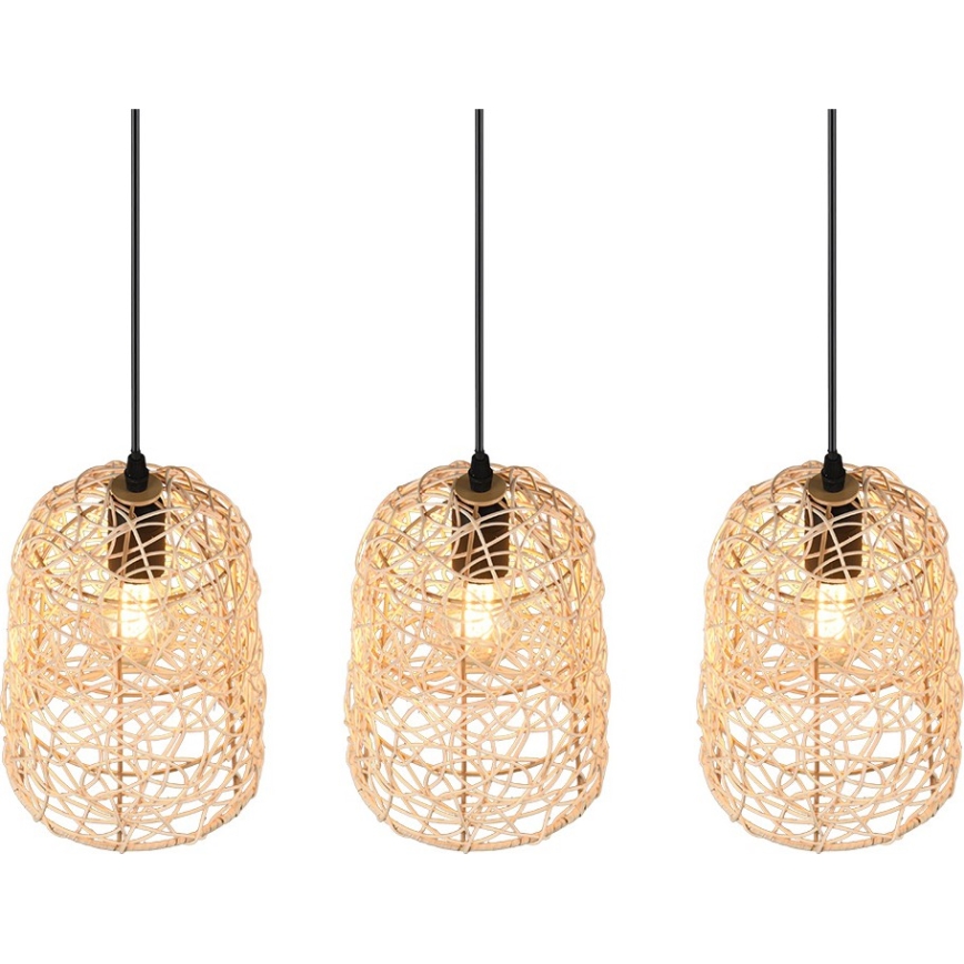 Reality - Lámpara colgante LOVIS con cable 3xE27/40W/230V, negra