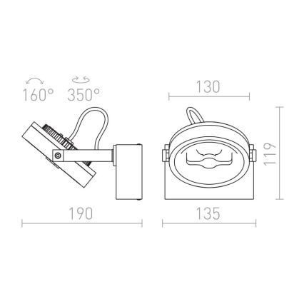 RED - Design Rendl - R12332 - Foco LED de pared KELLY LED/12W/230V