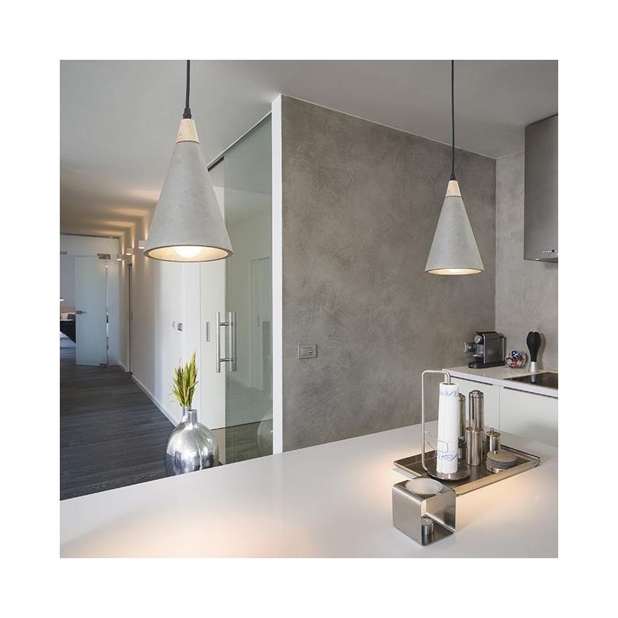 RED - Design Rendl - R12380 - Lámpara colgante HEIDI 1xE27/28W/230V concreto/madera