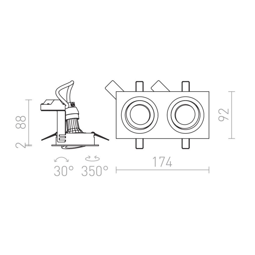RED - Design Rendl - R12713- Lámpara empotrada PASADENA 2xGU10/50W/230V