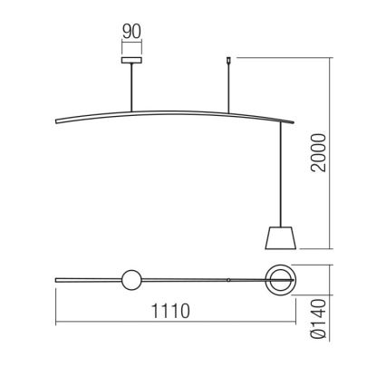 Redo 01-1498 - Lámpara LED colgante LOLLI LED/6W/230V negro