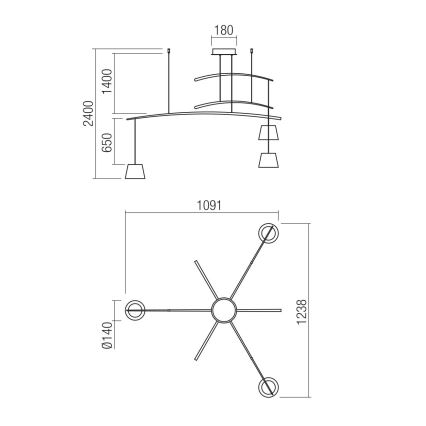 Redo 01-1525 - Lámpara LED colgante LOLLI 3xLED/6W/230V negro