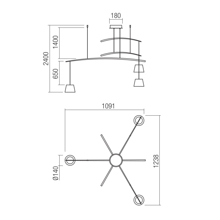 Redo 01-1525 - Lámpara LED colgante LOLLI 3xLED/6W/230V negro