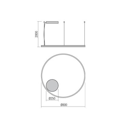 Redo 01-1713 - Lámpara colgante LED regulable en cadena ORBIT LED/55W/230V bronce