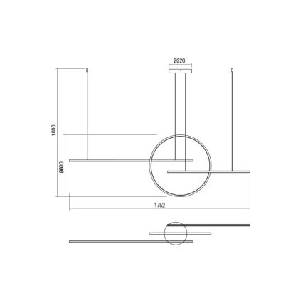 Redo 01-1737 - Lámpara de araña LED regulable en cadena GIOTTO LED/56W/230V negro