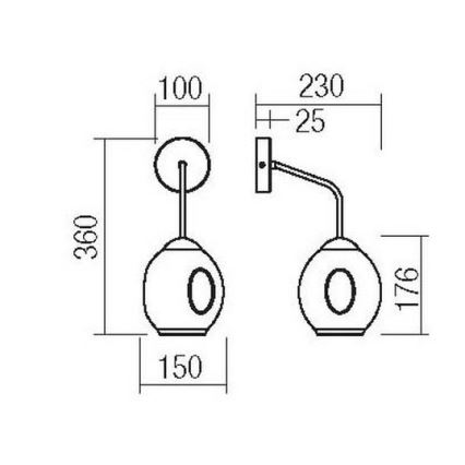 Redo 01-2617 - Aplique PIERCE 1xE27/42W/230V dorado/ahumado