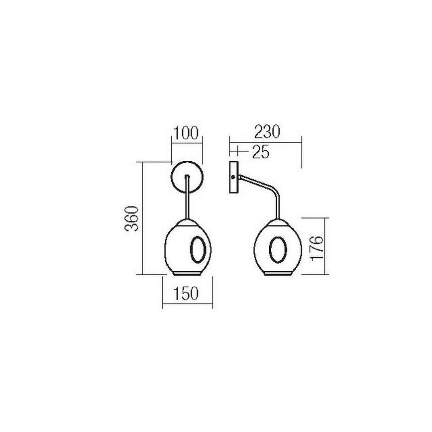 Redo 01-2617 - Aplique PIERCE 1xE27/42W/230V dorado/ahumado