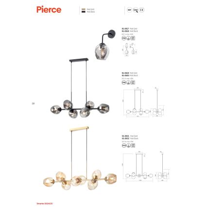 Redo 01-2618 - Aplique PIERCE 1xE27/42W/230V negro/ahumado
