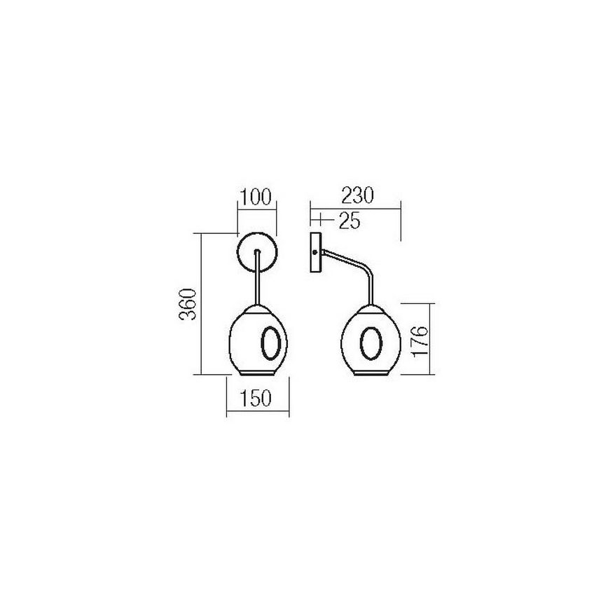 Redo 01-2618 - Aplique PIERCE 1xE27/42W/230V negro/ahumado