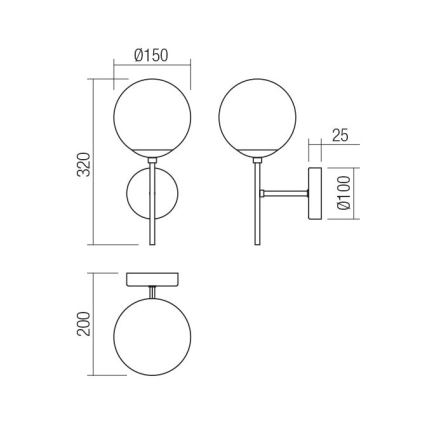 Redo 01-2942 - Aplique MUNDI 1xE14/28W/230V cobre