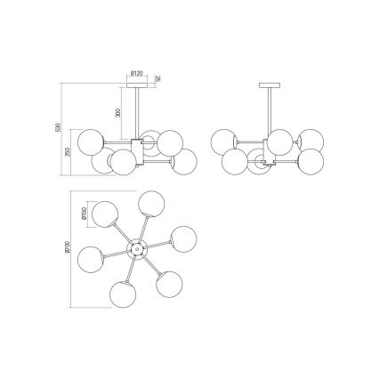 Redo 01-2943 - Lámpara de techo con varilla MUNDI 6xE14/28W/230V cobre/ahumado