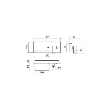 Redo 01-2985 - Foco LED de pared BROOK LED/8W/230V + LED/3W USB CRI 90 negro izquierda