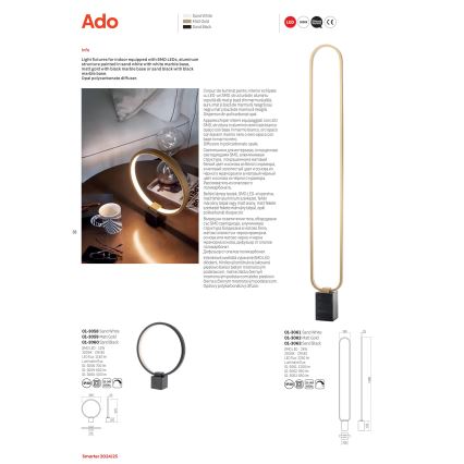 Redo 01-3063 - Lámpara de pie LED regulable ADO LED/24W/230V negro