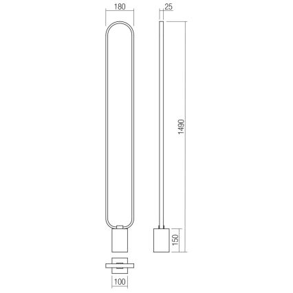 Redo 01-3063 - Lámpara de pie LED regulable ADO LED/24W/230V negro