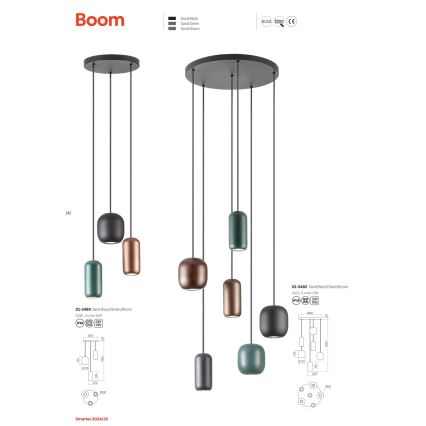 Redo 01-3480 - Lámpara colgante BOOM 3xGU10/10W/230V diá. 33 cm negro/verde/marrón