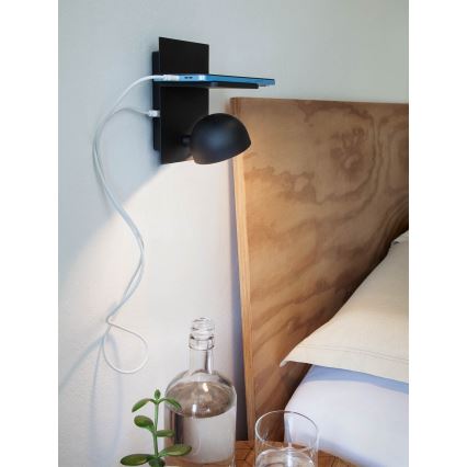 Redo 01-3491 - Foco LED de pared SEIBI LED/7W/230V USB CRI 90 negro