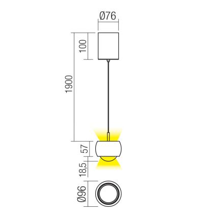Redo 01-3546 - Lámpara LED colgante AVES LED/12W/230V diá. 9,6 cm CRI 90 blanco