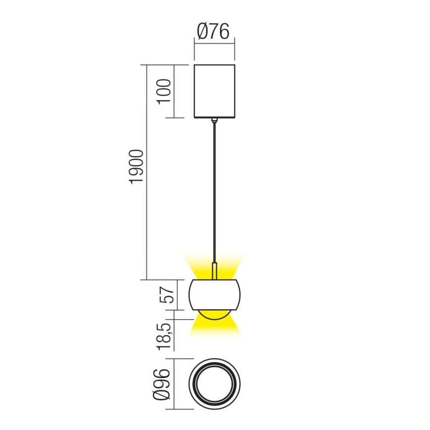 Redo 01-3546 - Lámpara LED colgante AVES LED/12W/230V diá. 9,6 cm CRI 90 blanco