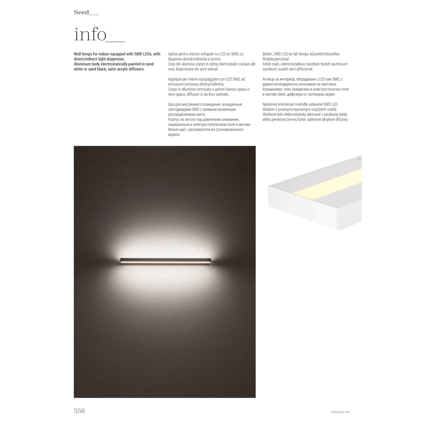 Redo 01-3552 - Aplique LED SEED LED/15W/230V blanco