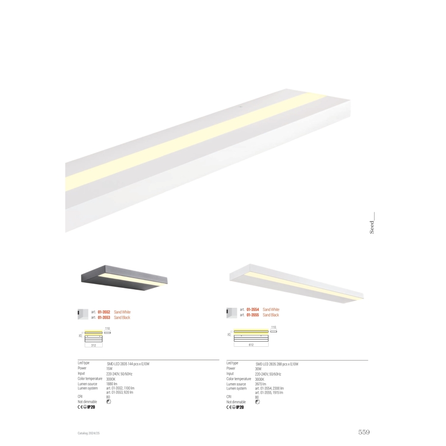 Redo 01-3552 - Aplique LED SEED LED/15W/230V blanco