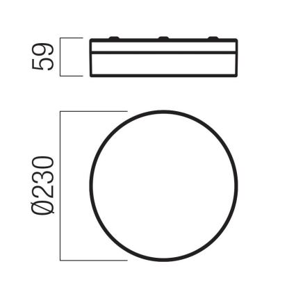 Redo 01-3735 - Plafón LED de baño FRISBI LED/12W/230V diá. 23 cm CRI 90 3000/4000K IP44 negro