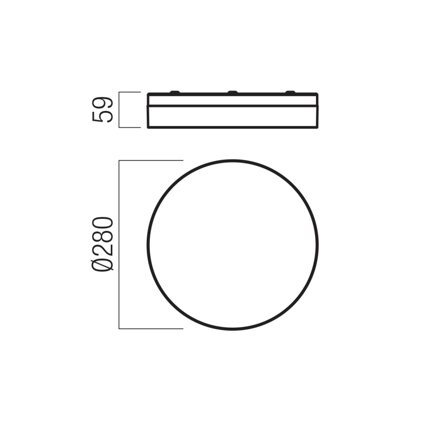 Redo 01-3736 - Plafón LED de baño FRISBI LED/18W/230V diá. 28 cm CRI 90 3000/4000K IP44 negro