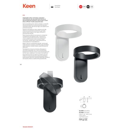 Redo 01-3764 - Aplique LED KEEN LED/6W/230V CRI 90 negro