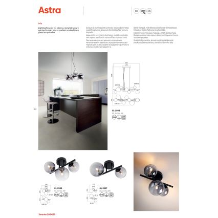 Redo 01-3989 - Lámpara colgante ASTRA 9xG9/8W/230V negro