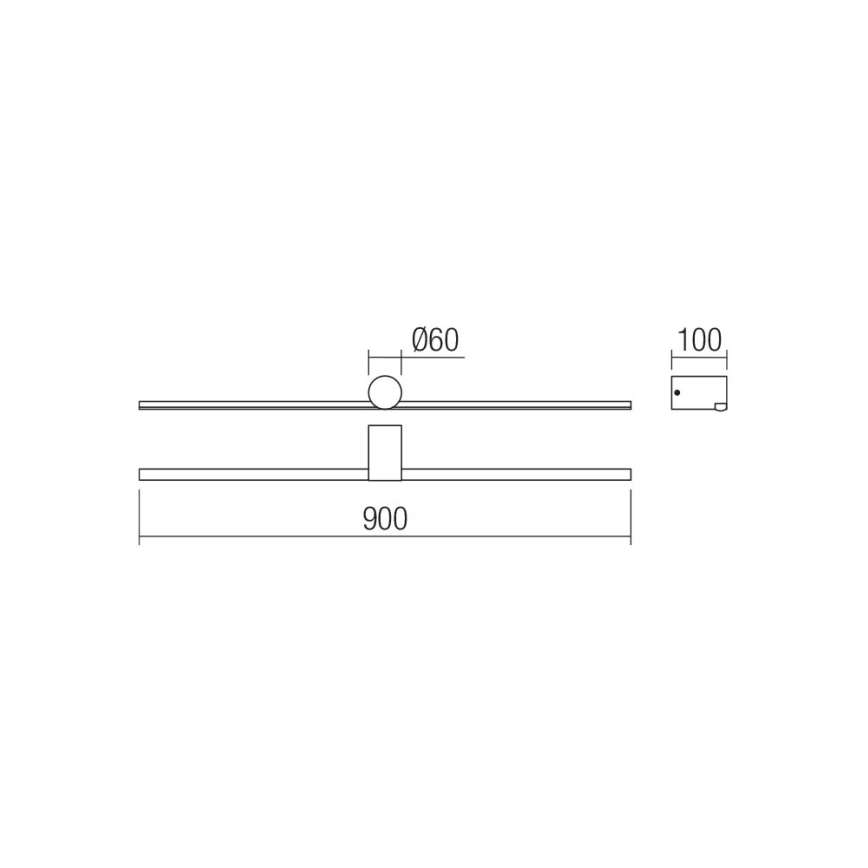 Redo 01-4036 - Iluminación LED para espejos de baño ROW LED/18W/230V 90 cm IP44 negro