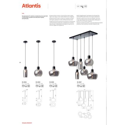 Redo 01-4045 - Lámpara colgante ATLANTIS 1xE27/42W/230V diá. 20 cm negro