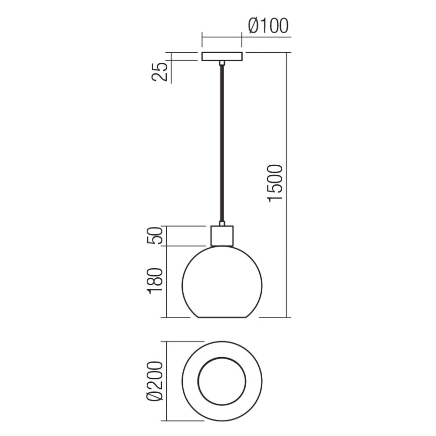 Redo 01-4045 - Lámpara colgante ATLANTIS 1xE27/42W/230V diá. 20 cm negro