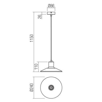 Redo 01-4054 - Lámpara colgante FRESNO 1xE27/42W/230V diá. 24 cm
