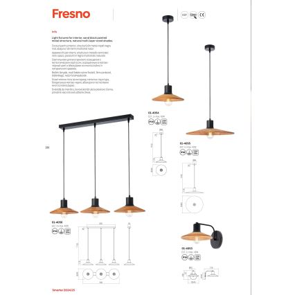 Redo 01-4056 - Lámpara colgante FRESNO 3xE27/42W/230V