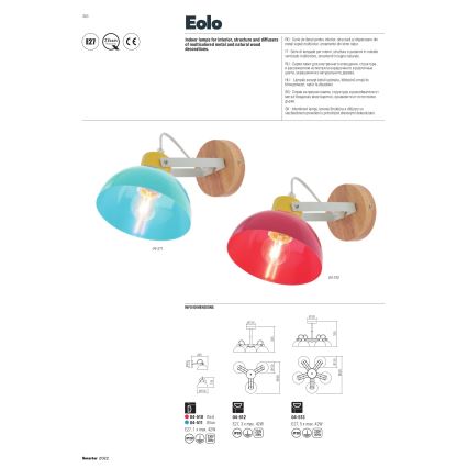 Redo 04-510 - Aplique infantil EOLO 1xE27/42W/230V