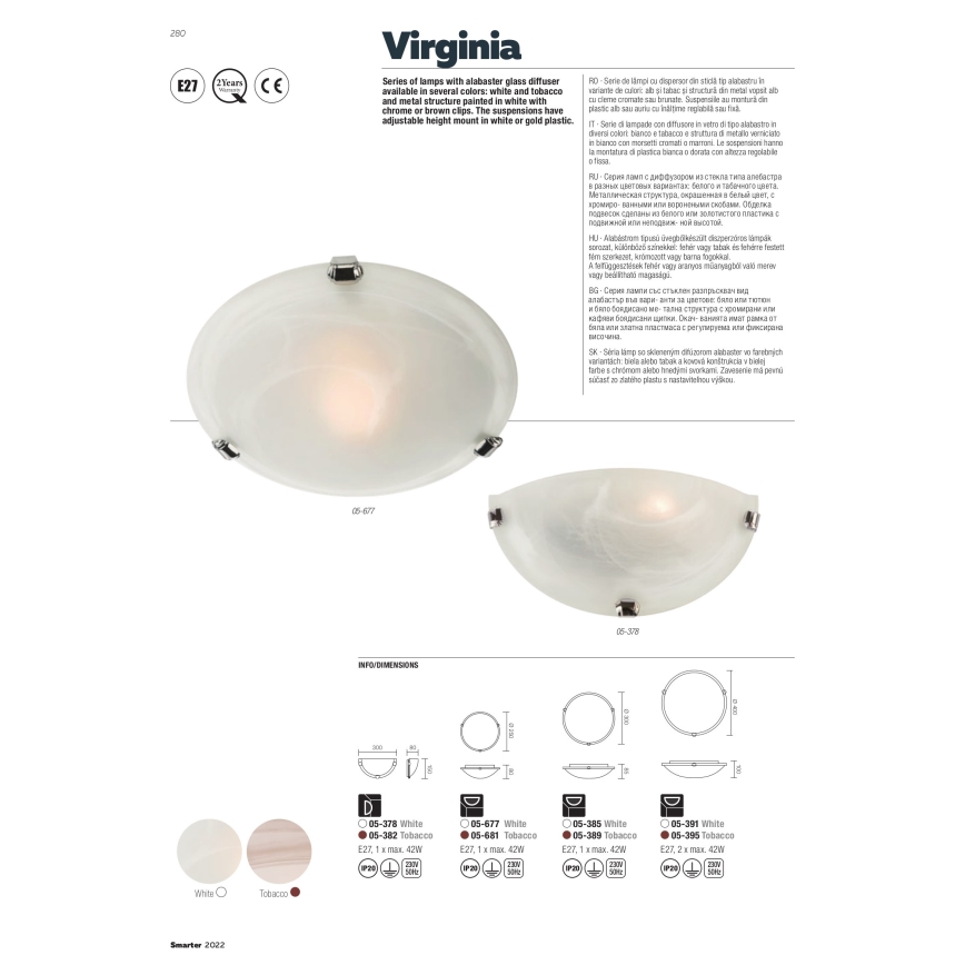 Redo 05-378 - Aplique VIRGINIA 1xE27/42W/230V