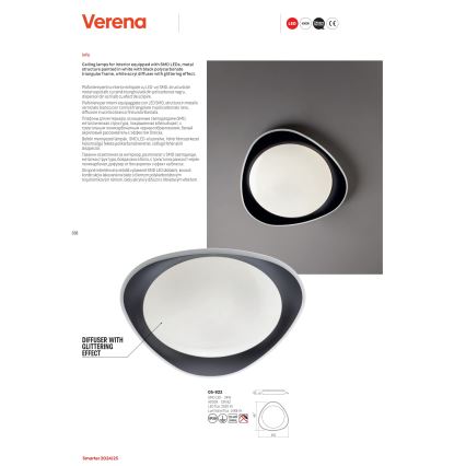 Redo 05-922 - Plafón LED VERENA LED/24W/230V antracita