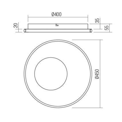 Redo 05-959 - Plafón LED regulable SINTESI LED/45W/230V diá. 45 cm 3000-6000K + control remoto